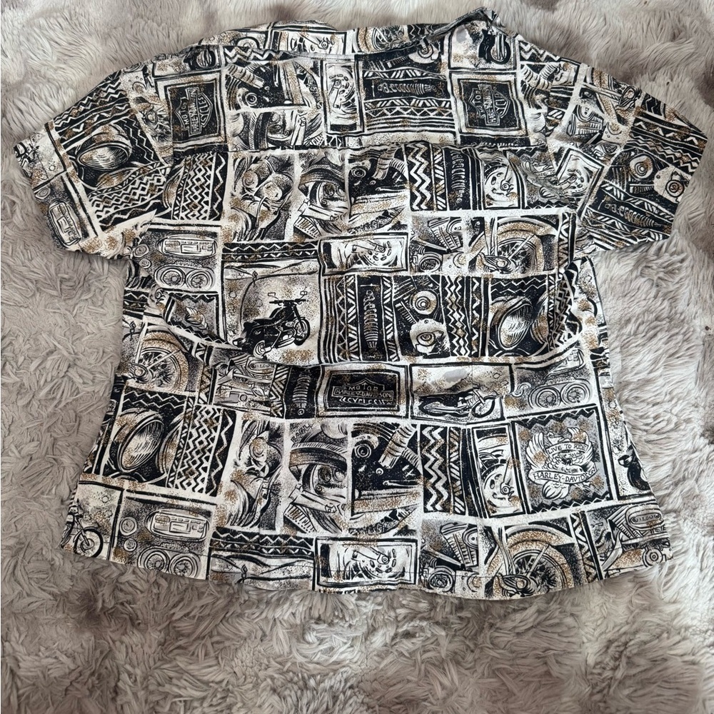 Harley-Davidson Hawaiian Shirt Graphic Motorcycle Button Down Shirt Sz Small - Picture 3 of 3